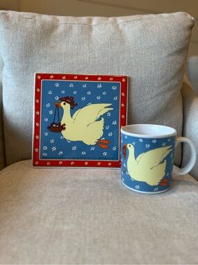 Vintage Taylor & Ng San Francisco Gracie Goose Ceramic Tile & Mug Set